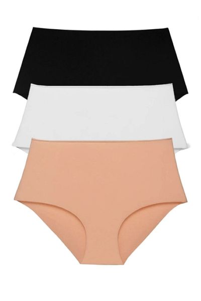MrrMajestic Women's High Waist Seamless Laser Cut Panties (Waisted Elastic) Set of 3