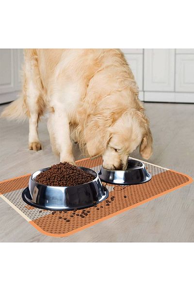 PeraMila Cat Dog Food and Water Bowl - With Underpads and Scratching Features