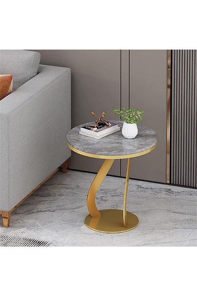 Generic Side table 55 x 40 cm - gray and gold