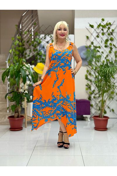 Punta Otantik Hl14020 Viscose Crescent Dress with Shoulder Ring Straps