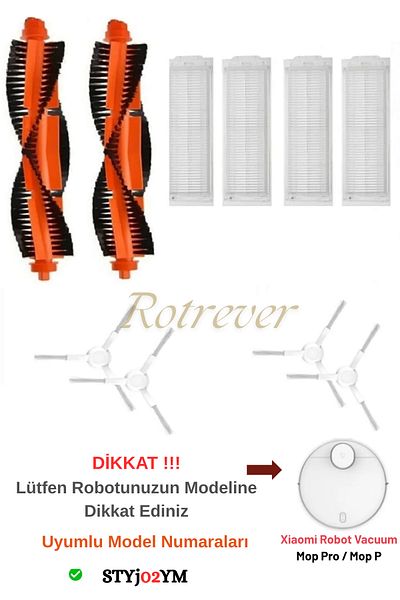 RotRever Xiaomi Robot Vacuum Mop Pro-Vacuum Mop P Model Number Stytj02Ym Compatible Filter, Brush Set