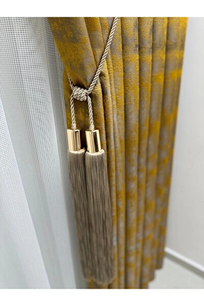 NİVEMESHOME V -5301 Istanbul Mustard 1/3 Firm Plied Background Curtain Apm