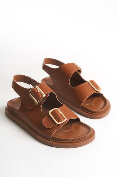 Moda Değirmeni Sandale cu talpă dublă anti-alunecare pentru femei, piele bronzată MD1165-123-0001