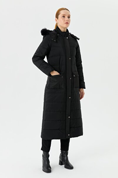 Günay Karaca Ahval Şişme Kadın Kışlık Kaban Elyaf Dolgulu Kapşonlu 6043