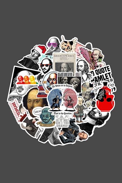 dadi ramba William Shakespeare Sticker Pack -Bullet Journal - Agenda -Laptop Label Sticker