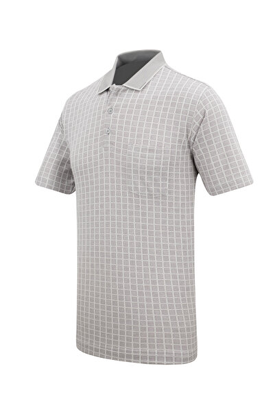 Çizgi Triko Чоловіча футболка з коміром-поло та кишенями, класичний крій - 5117