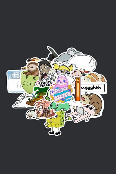 dadi ramba Tired Sticker Pack -Bullet Journal - Agenda -Laptop Sticker Decal