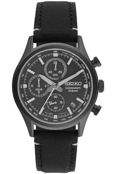 Seiko SSB421P1 Men's Analogue Quartz Watch with Nylon Strap, Black