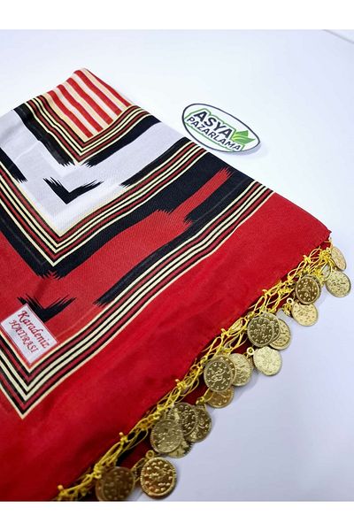 ASYA PAZARLAMA Black Sea Lira Writing - Cheesecloth, Discovery, Scarf, Shawl, Scarf, Hair Band, Bandana, Push
