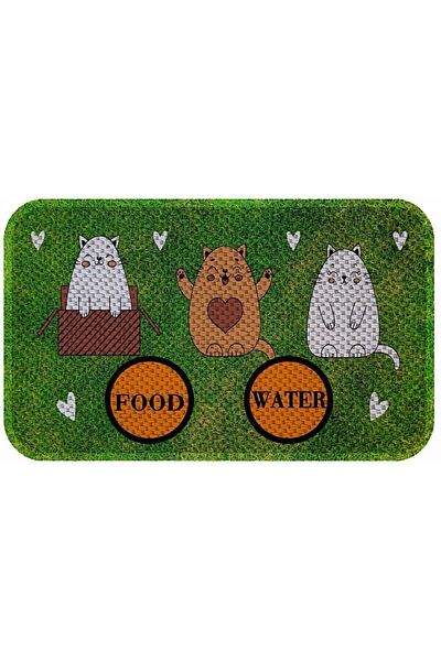 AKTUNÇ Cat Dog Food and Water Bowl - With Underpads and Scratching Features