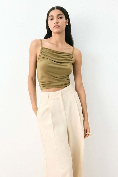 H&M بلوزة مكشكشة ذات أشرطة