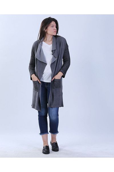 MARE BUTİK Special Design Sparkling Knitwear Cardigan-S/M - Gray
