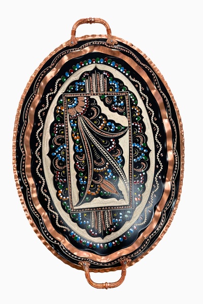 Yardımcı Bakır Since 1997 Erzincan Processing Copper Round Tray for 6 People