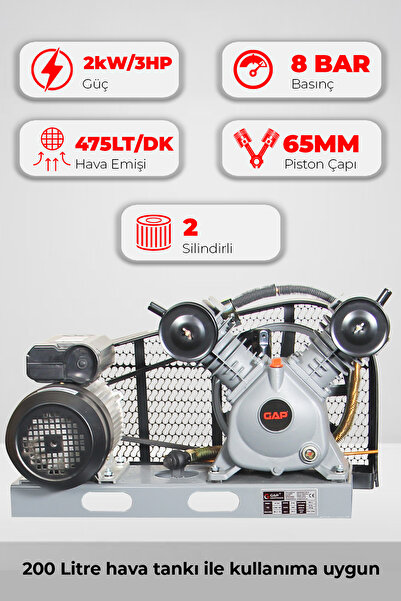 GAP KOMPRESÖR Çift Piston Kafa Grubu 3Hp 8 Bar G2065B
