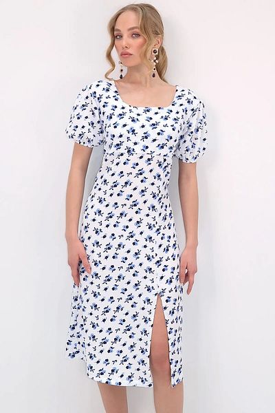 İKLİM LİFE Square neck back lace-up patterned dress