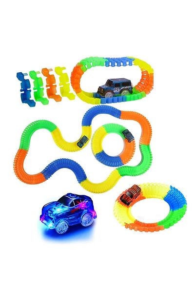 CİMCİME OYUNCAK Co3838 Magic Tracks Colorful Moving Rails 384 Pieces Led Lighted Toy Car Track with 2 Cars