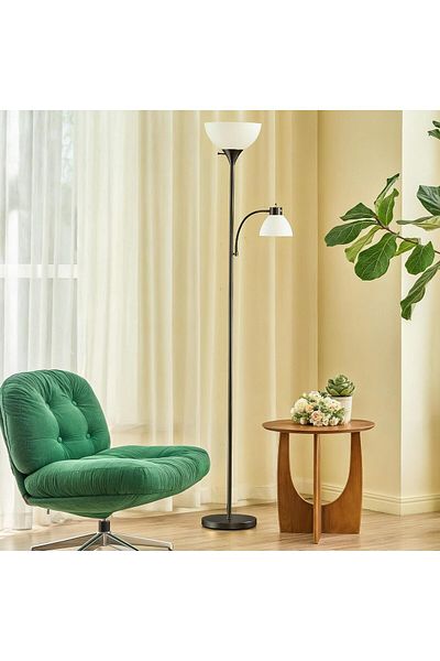 COOYA Floor lamp, adjustable reading lamp, 3-step rotary switch socket, living room, home essentials