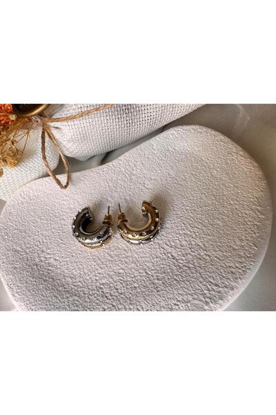 H&S AKSESUAR Zirkon taşlı Yarım halka küpe