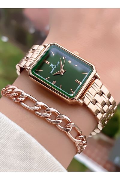 Daniel Klein Mrd11401 Rose Gold Color Rectangular Case Women's Wristwatch