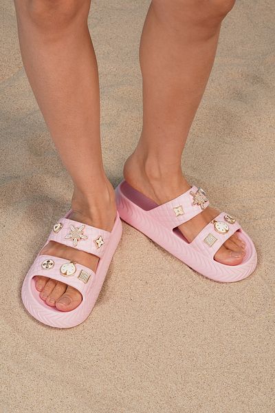 Beyond Papuci Eva de damă cu piatră roz cu accesorii 3cm Byndevçbt01