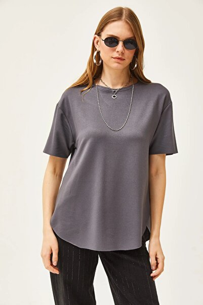 İKLİM LİFE Μπλουζάκι από ύφασμα Modal με οβάλ κοπή στο κάτω μέρος