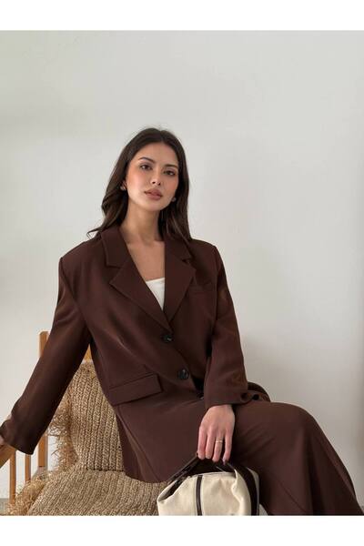 BONJOVİN PARİS Kahverengi Blazer Ceket Pantolon Takım