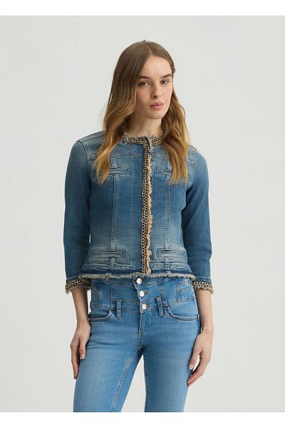 september island Blue Chain Detailed Denim Jacket