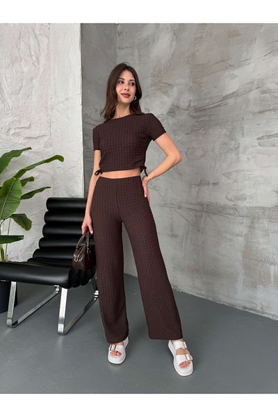 Elif Özbey Butik Brown Drawstring Wrap Set