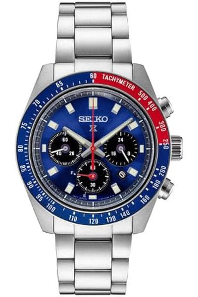 Seiko SSC931 Men's Analog Chronograph Quartz Watch - Blue Dial Silver-Tone Stainless Steel Band - 10