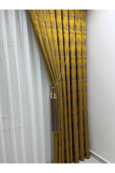 NİVEMESHOME V -5301 Istanbul Mustard 1/3 Firm Plied Background Curtain Apm