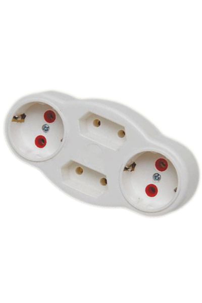 flores Triplu stecher cu 4 module, 2 x Schuko, 2 x Euro