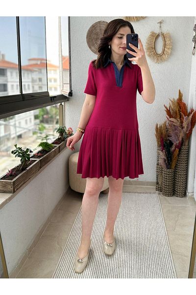 TUNAM BUTİK Cotton Modal Fabric V-Neck Dress