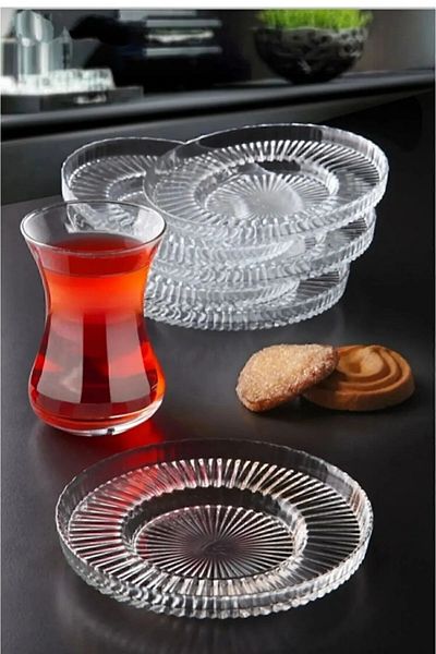 PERLAEVKAHVE Elna 6-Piece Glass Tea Plate