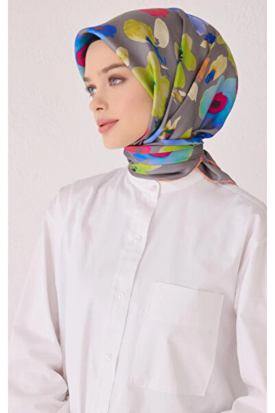 Belli Tivil İpek Eşarp 4033 - 33 Gri Karışık Desen