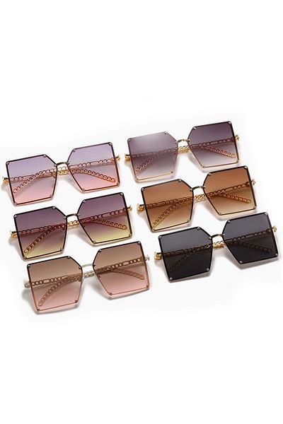 REDz Accessories Ochelari de soare, lanț Imperial, femei, protecție UV400, gri-galben
