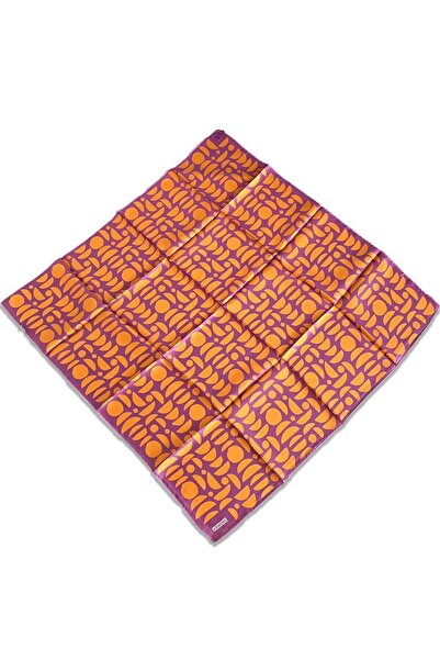 Armine Eșarfă din mătase Tivil cu model geometric violet portocaliu 9174 - 36