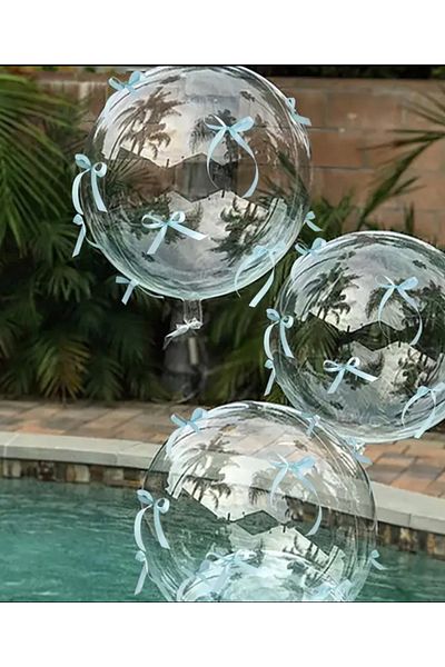 Çemrek Süs Parti Bow Transparent Bobo Balloon Set 3 Pcs 20 Inches