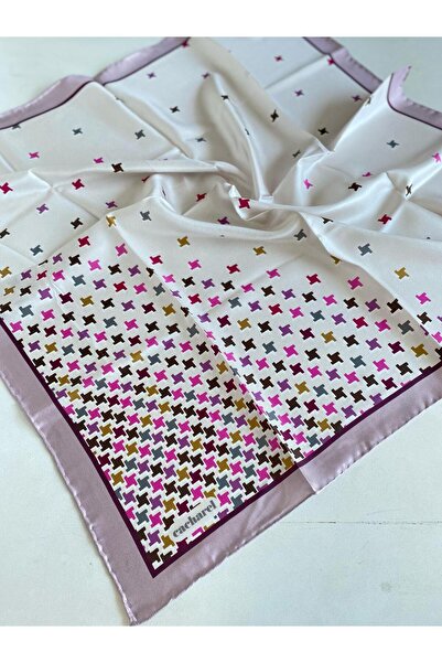 Cacharel Tivil Silk Scarf 45913 Pink Mixed Pattern