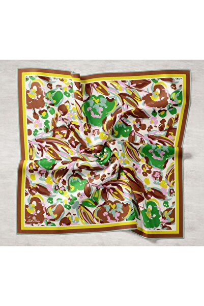 Silk Home Brown-Yellow Patterned Tivil Silk Scarf Ist11405-16