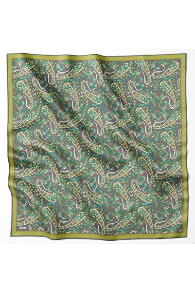 Belli Twill İpek Eşarp - 4101-57 Füme Yeşil