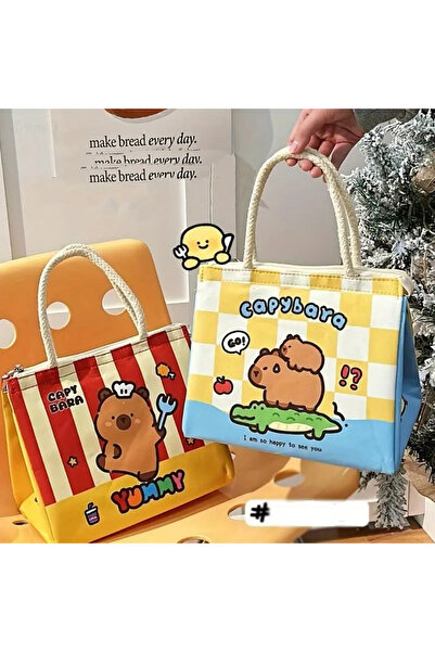 TATA CRAFT Capy Bara *mavi Termos Termal Yemek Taşıma Çantası Piknik, Okul, K...