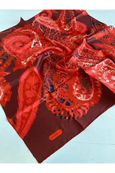 Cacharel Tivil Silk Scarf 44749 Red Mixed Pattern