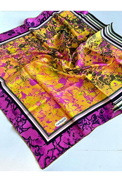 Cacharel Шовковий шарф Tivil 43566 Оливково-зелений змішаний візерунок