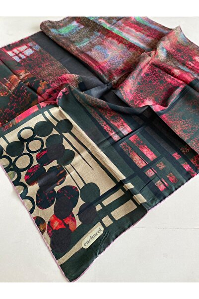 Cacharel Шовковий шарф Tivil 44423 Зелений з мішаним візерунком