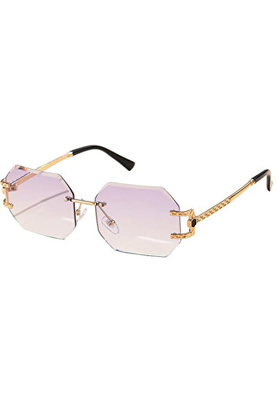 REDz Accessories Ochelari de soare hexagonali, fără rame, protecție UV400, br...