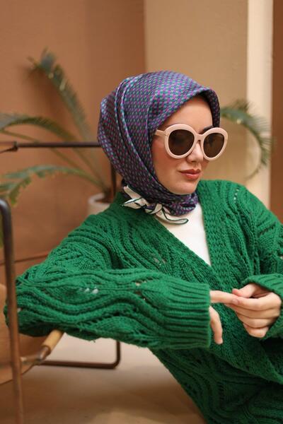 Silk Home Eșarfă din mătase Tivil cu model geometric violet-verde IST11421-16