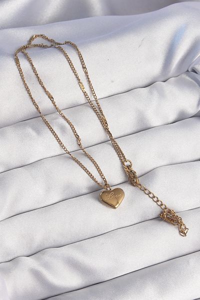 Skygo 316L Steel Gold Color Heart Model Love Necklace - Tj-Bko8931