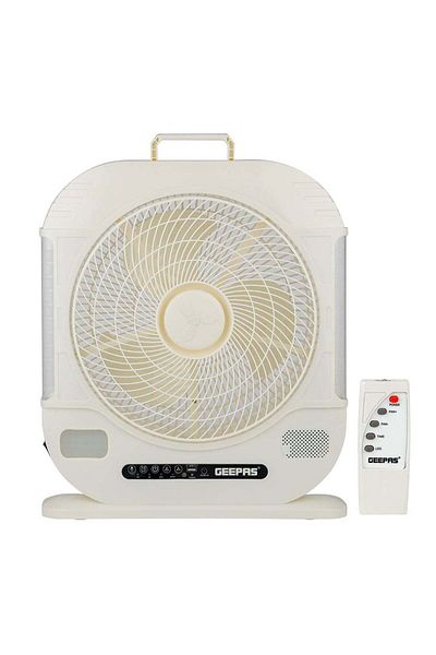 Geepas 12" Rechargeable Fan with Remote Control With LED Light Function, High Performance Fan with Working