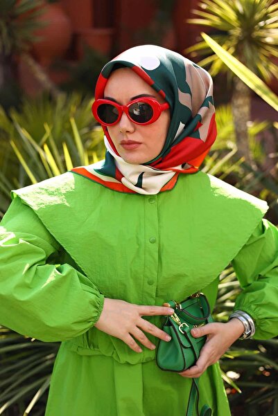 Silk Home Tivil Silk Scarf Ist11425-60 Bright Orange, Tile, Emerald Green, Green, Red