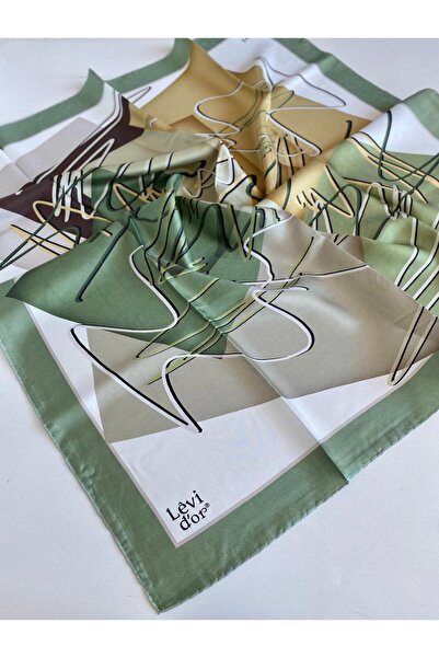 Levidor Eșarfă de mătase Tivil 47064 verde cu model mixt